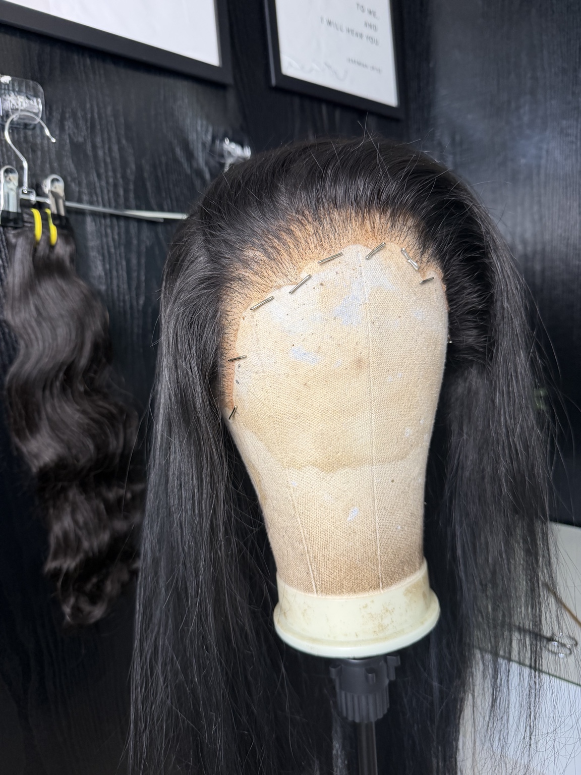 Lace lisse noire après garnissage